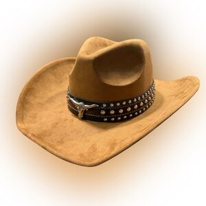 Brown Silver Longhorn Layered Band Hat